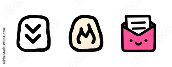 Obraz Cute UI Icons Minimal Interface Symbol Set