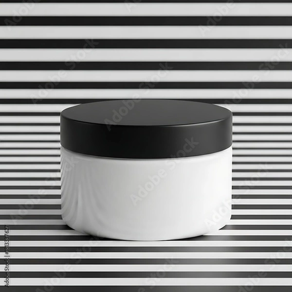 Fototapeta Minimalist White Cosmetic Cream Jar Packaging Blank Isolated background