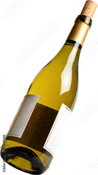Fototapeta Realistic White Wine Bottle Cutout Photo with Transparent Background