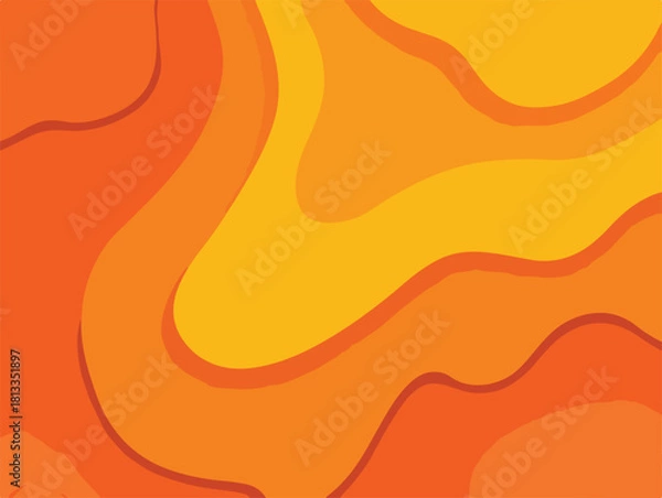 Obraz 따뜻하고 추상적인 오렌지와 노란색의 물결 모양 배경, 부드러운 색상 전환과 유기적인 형태
