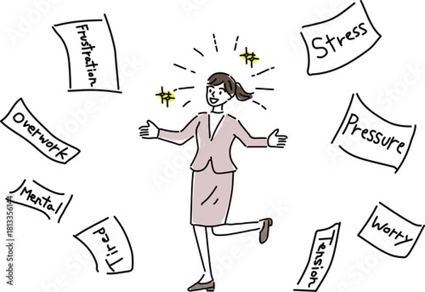 Obraz 仕事や家事から解放された女性シンプル線画