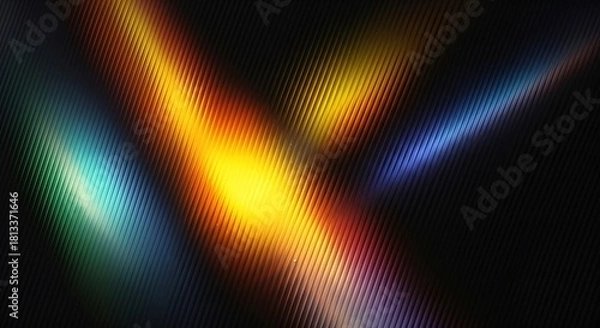 Fototapeta Vibrant streaks of light on a textured dark background
