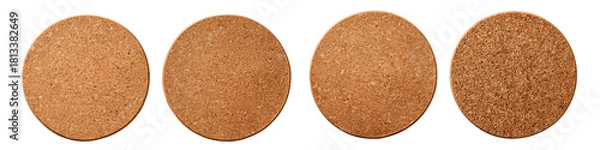 Obraz Natural cork coasters isolated on transparent background