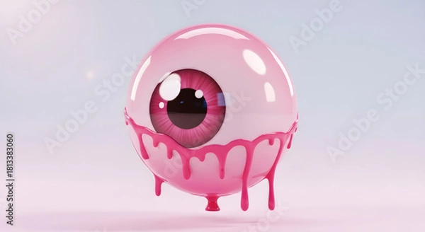 Obraz Pink Candy Eyeball: Sweet and Spooky 3D Render