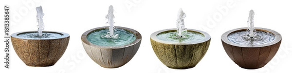 Fototapeta Stone garden fountains with clear water isolated on transparent background