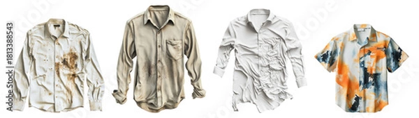 Fototapeta Variety of Men's Shirts with Different Textures and Styles for Displays, Isolated on Transparent Background