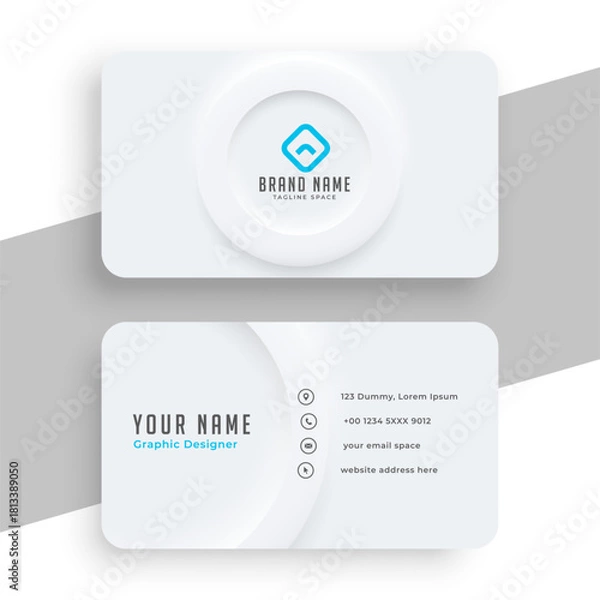 Fototapeta minimal white corporate business card template in neomorphism pattern