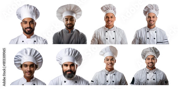 Fototapeta Diverse Chefs Smiling in Professional Attire, png collection isolated on transparent background