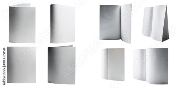 Fototapeta Blank Brochure Mockup Displaying Various Folded Styles and Designs, Isolated on Transparent Background