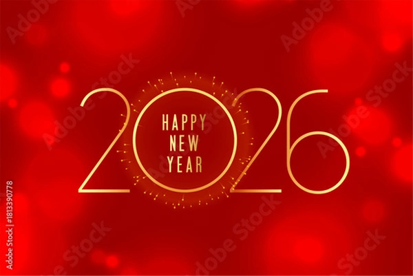 Fototapeta happy new year 2026 firework red background