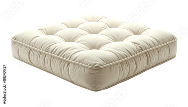 Fototapeta Plush, cream square button-tufted cushion