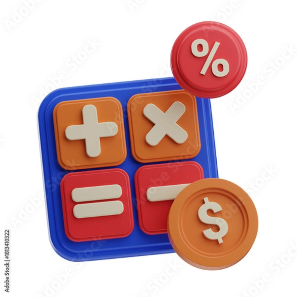 Obraz Calculator with Percentage and Currency Icons