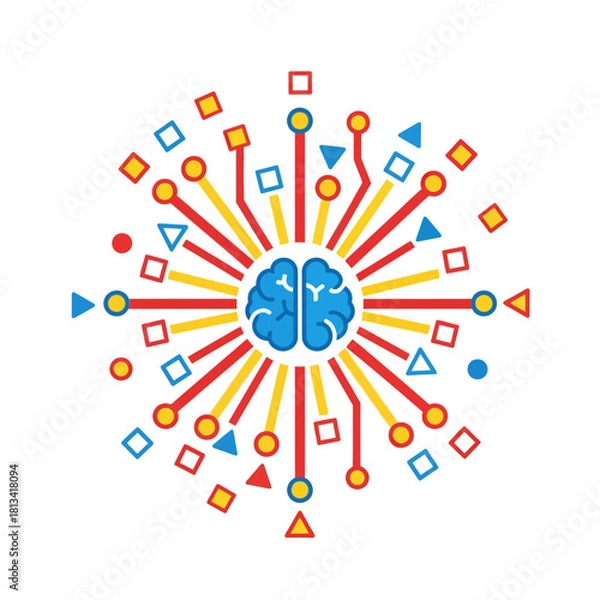 Obraz Creative AI brain processing data with neural network connections
