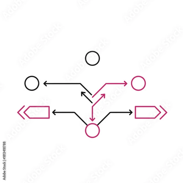 Obraz Strategic Decision Making Process Flow Diagram with Multiple Paths