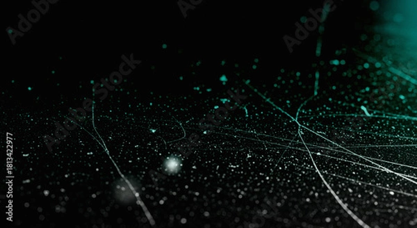 Fototapeta Abstract Dark Background with Teal Light Streaks | Modern Digital Art for Technology and Design