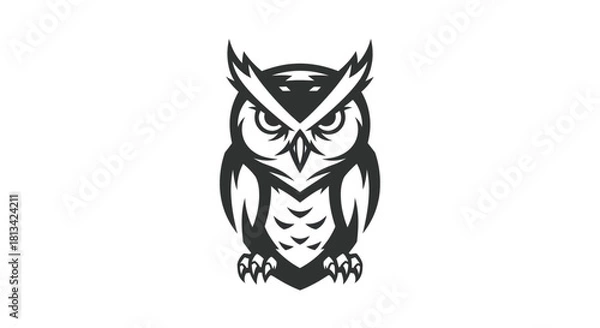 Fototapeta Stylized owl illustration isolated on white background for design elements