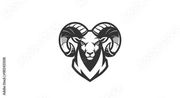 Fototapeta Stylized ram head illustration symbol of strength power and resilience