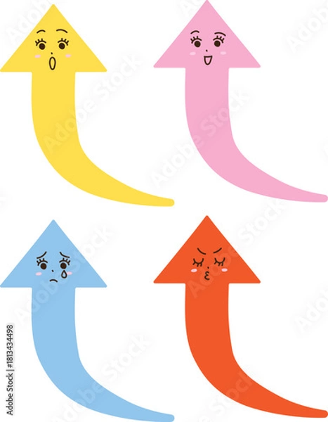 Fototapeta 4つの表情の矢印キャラクターセット