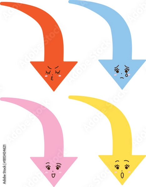 Fototapeta かわいい下向き矢印の感情アイコン