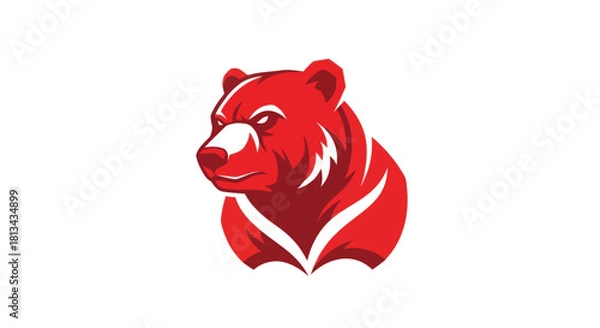 Fototapeta Stylized red bear illustration on white background for graphic design