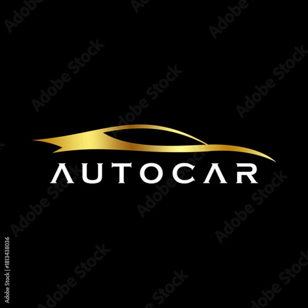 Obraz Autocar Gold and Black Logo Icon, Luxury Vehicle Emblem, Premium Automotive Badge Vector