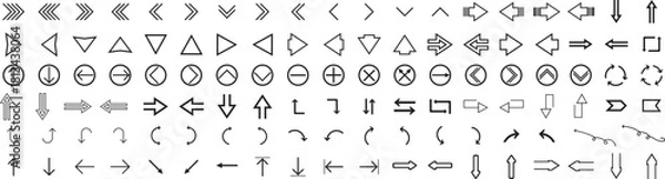 Obraz Black Arrow Line Arrow vector icon set in thin line style. different cursor arrow direction symbols in flat style. Black arrows icons