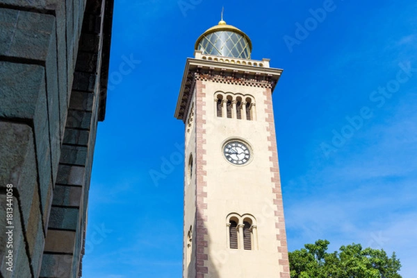 Fototapeta Old lighthouse and clock tower in the historic Colombo Fort district, Sri Lanka