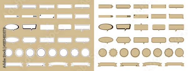 Obraz シンプルなあしらい,フキダシ,フレーム,デザインエレメントのラベルコレクション／クラフトペーパー