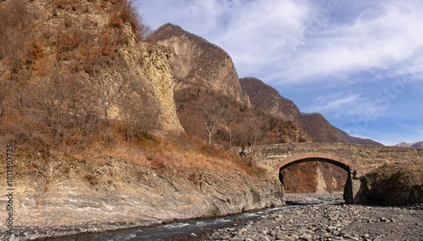 Fototapeta Old Ulu Bridge in Gakh. Azerbaijan.