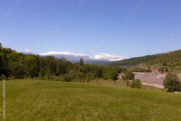 Fototapeta A beautiful view of the Shahdag Mountains lightly covered with snow. Qusar district. Azerbaijan.