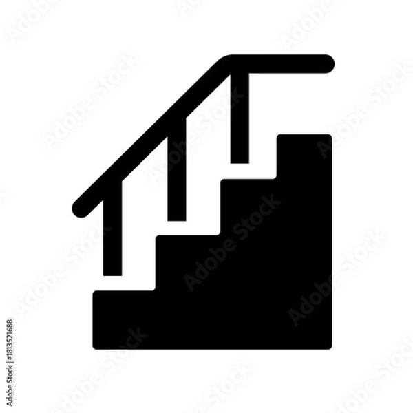 Fototapeta This stairs icon represents an upward pathway or level transition, often used for navigation, architecture plans, interior layouts, or directional indicators in simple, clean visual systems.