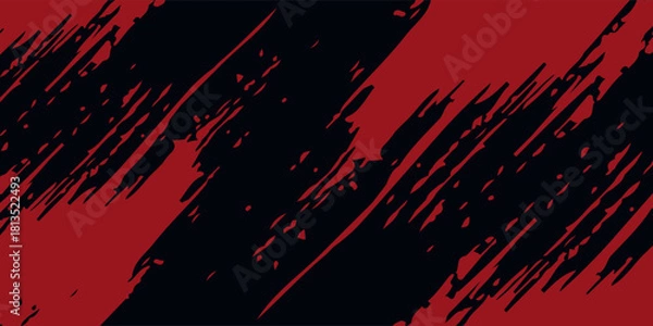 Fototapeta Red halftone dots blue color pattern gradient grunge texture background. Dot pop art comic sport style vector illustration.