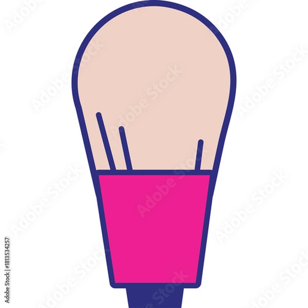 Obraz Makeup brush with pink bristles and a dark blue handle isolated on a transparent background conceptual makeup tool for beauty and cosmetic applications