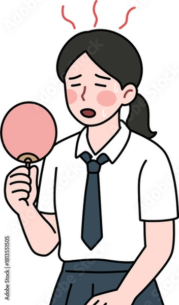 Obraz 더워서 부채질하는 여학생