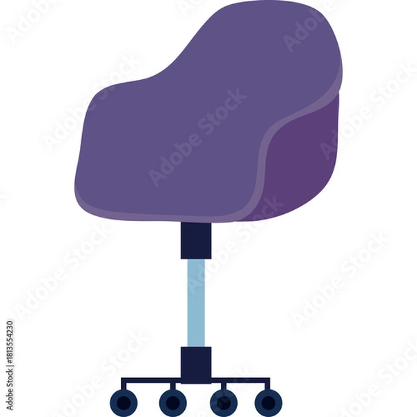 Obraz Modern purple office chair with wheeled base and adjustable height on a transparent background for interior design projects