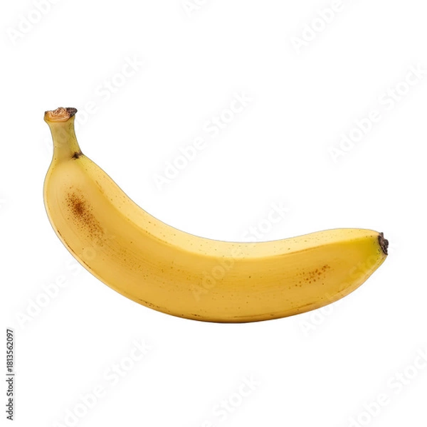 Obraz Single Ripe Yellow Banana Fruit Isolated on Transparent Background with Subtle Brown Spots Detailed Close Up Healthy Snack or Ingredient Studio Shot Natural Lighting