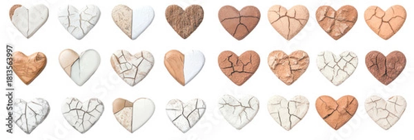 Obraz Heartfelt Textures: An array of textured heart shapes, each telling a unique story through intricate patterns and subtle color variations, creating a visual symphony of emotions.