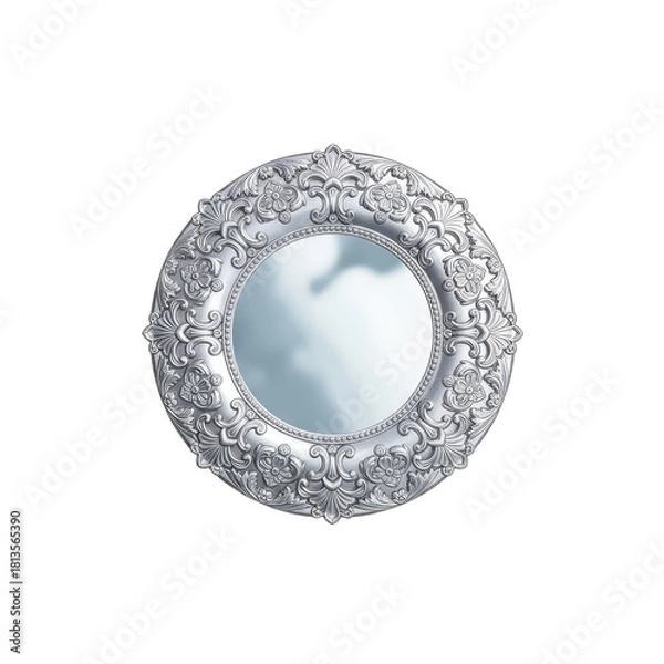 Obraz Sparkling Snowflake Frame Border with Central Clear Glass Reflecting Soft Blue Sky and White Clouds Ideal for Winter Holidays and Festive Designs