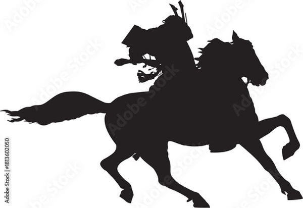 Obraz 日本の戦国時代の武将の騎乗シルエット