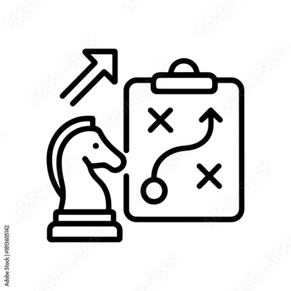 Fototapeta Strategic business planning with chess knight showing roadmap for success and growth