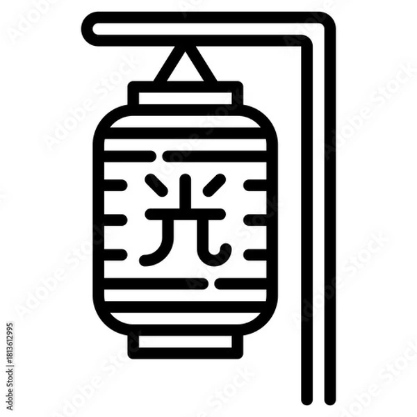 Fototapeta Japan lantern. This is a vector single icon with a dashed line style. It is suitable for various purposes, including website design, mobile app design, and logo design.