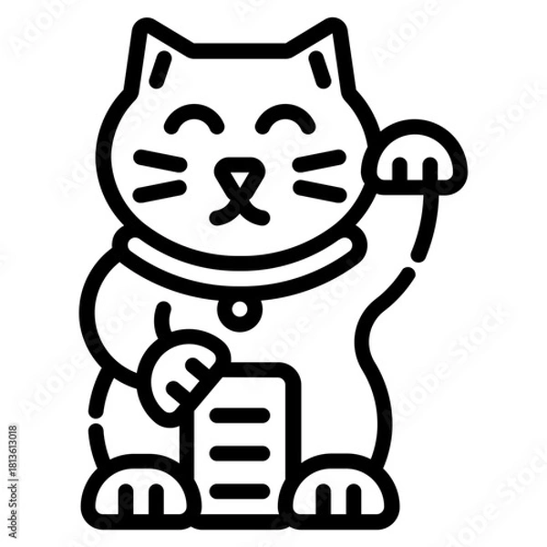Fototapeta Maneki neko. This is a vector single icon with a dashed line style. It is suitable for various purposes, including website design, mobile app design, and logo design.