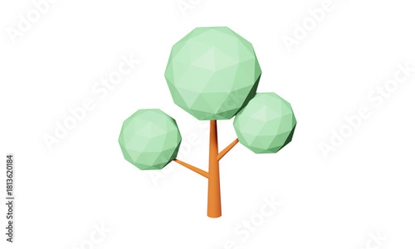 Obraz green tree lowpoly isolated on white background
