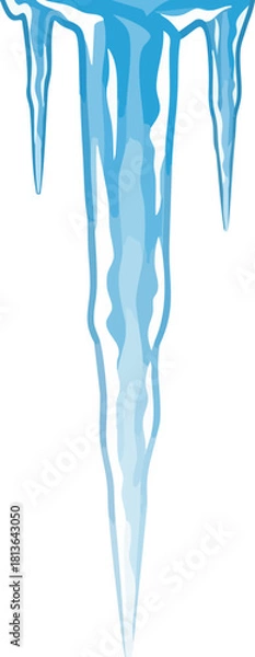Fototapeta Illustration of a large, melting icicle with two smaller icicles on either side.
