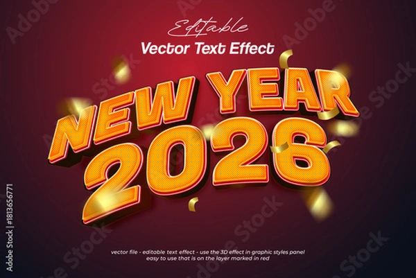 Obraz 2026 3d text effect with style flying vector