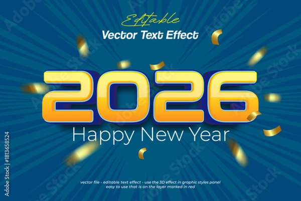 Fototapeta 2026 new year with vector text effect