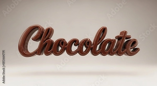 Obraz Chocolate text rendered in glossy dark brown 3 D script word font
