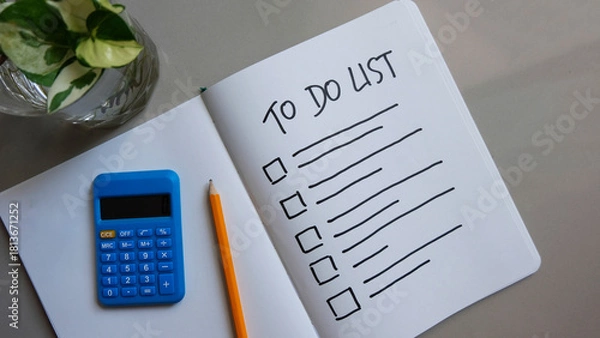 Fototapeta To Do List message view top. weekly work plan and business plan concept.