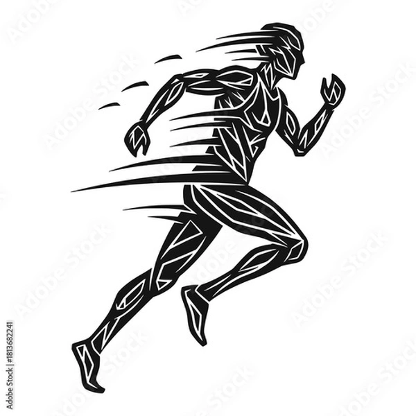 Fototapeta Abstract Running Man Silhouette Illustration Symbolizing Speed