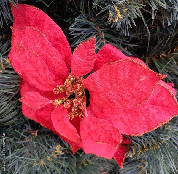 Obraz red christmas tree